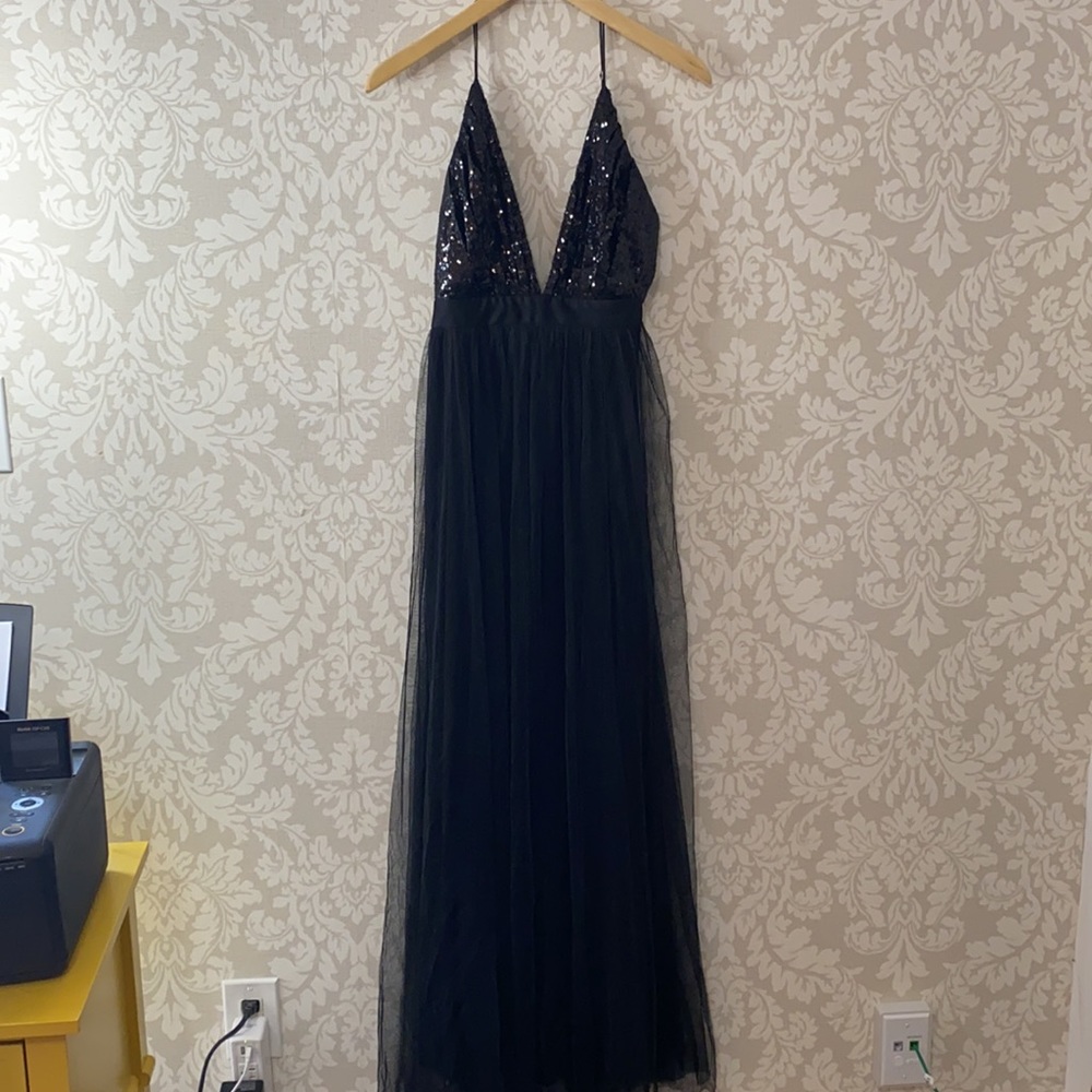 Sequin black dress with tulle
